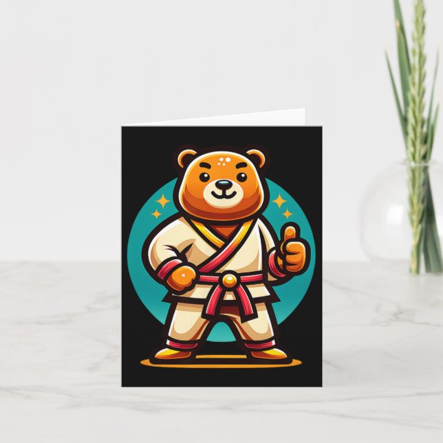 Tarjeta Karate Bear Perfect Pose Thumbup (Anverso)
