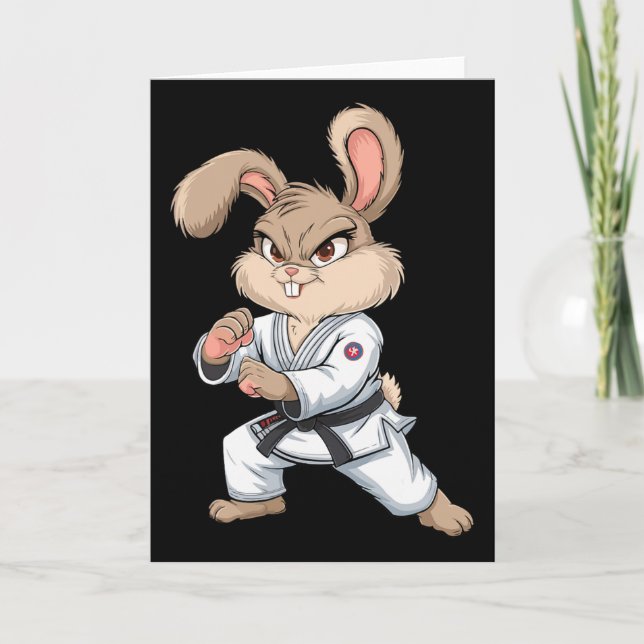 Tarjeta Karate Bunny Conejo De Artes Marciales Funny Para  (Anverso)