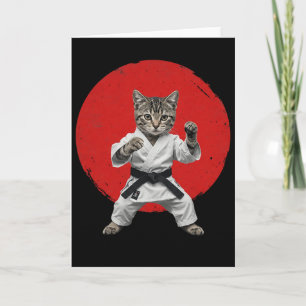 Tarjeta Karate Cat Black Belt Funny Martial Arts Judo Japa