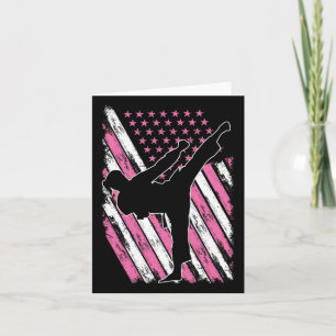 Tarjeta Karate Chica Bandera Estadounidense Artes Marciale