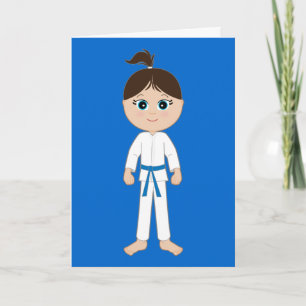 Tarjeta Karate Chica felicita al cinturón azul