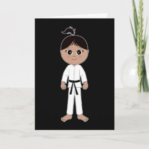 Tarjeta Karate Chica felicita al cinturón negro