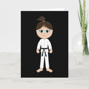 Tarjeta Karate Chica felicita al cinturón negro