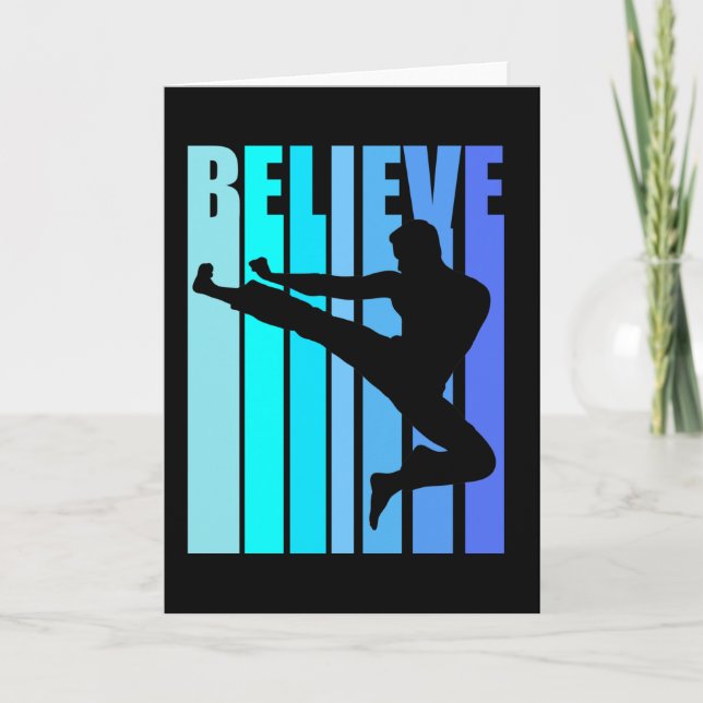 Tarjeta Karate cree cumpleaños cinturón negro kung fu mart (Anverso)