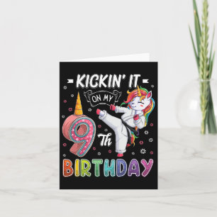 Tarjeta Karate de Unicornio Cumpleaños 9 Noveno 9 Años Tae