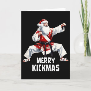 Tarjeta Karate Navidades de Santa Claus Merry Kickmas Mart