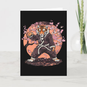 Tarjeta Karate Tigre Flores de Sakura Taekwondo Jiu-jitsu 