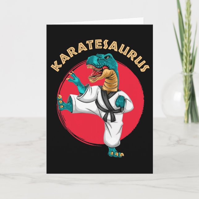 Tarjeta Karatesaurus Dinosaurio Divertido de Karate  (Anverso)