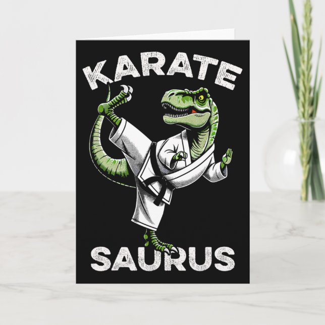 Tarjeta Karatesaurus T-rex Karate Dino Dinosaurio Divertid (Anverso)