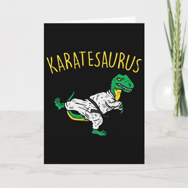 Tarjeta Karatesaurus Trex Karate Divertido Dinosaurio Arte (Anverso)