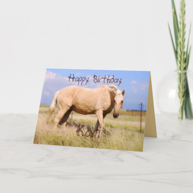 Tarjeta Kari Happy Birday Palomino Horse Card (Anverso)