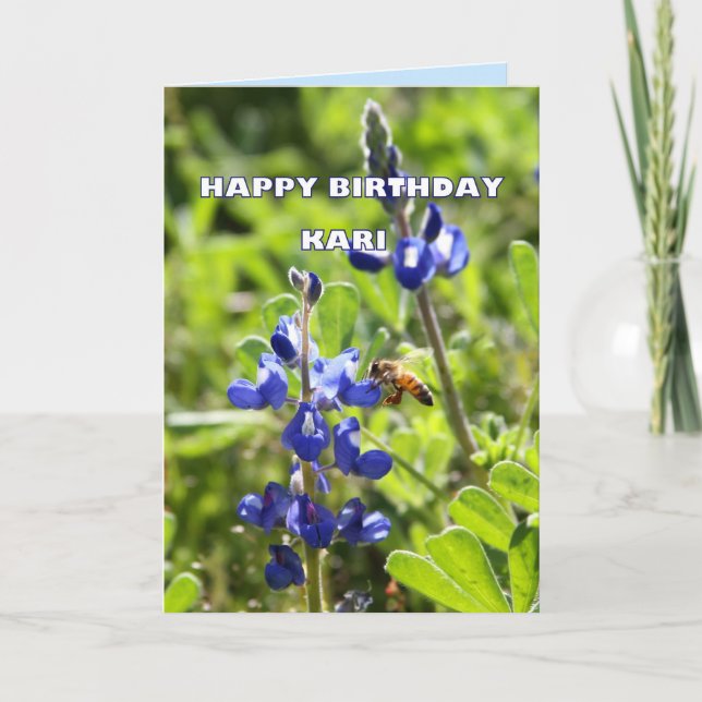 Tarjeta Kari Texas Bluebonnet Feliz cumpleaños (Anverso)