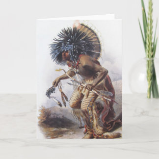 Tarjeta Karl Bodmer - guerrero de Moennitarri que hace