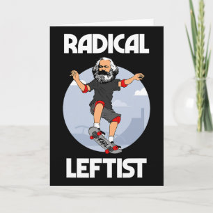Tarjeta Karl Marx en monopatín izquierdista radical divert