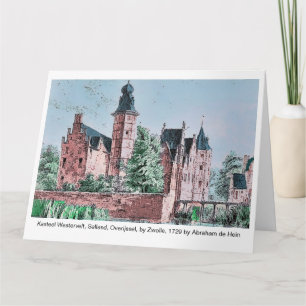 Tarjeta KASTEEL WESTERVELT 1729 Dibujo de A. de Haen. tarj