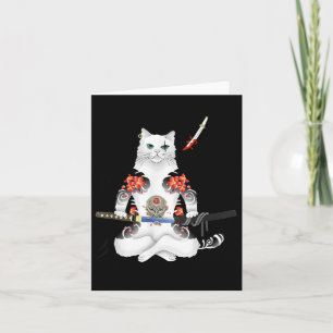 Tarjeta Katana Ninja Yakuza Tattoo, un gato japonés samura