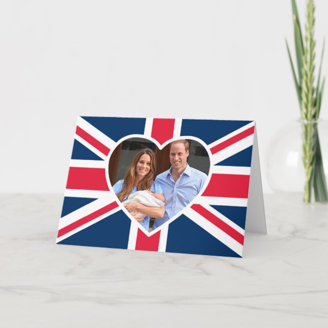 Tarjeta , Kate, príncipe George - bandera británica (Anverso)