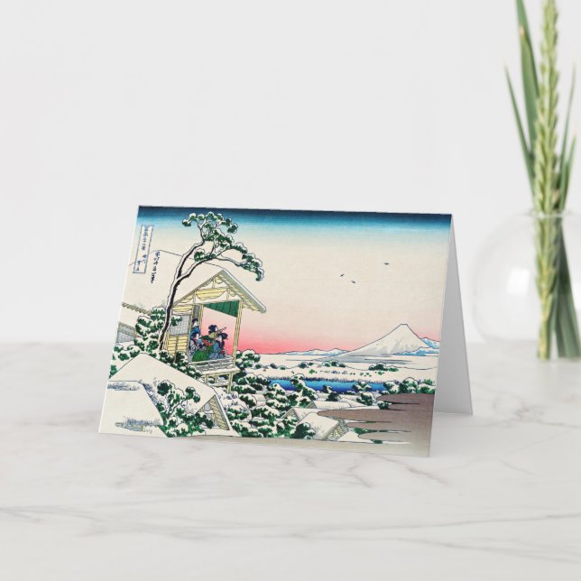 Tarjeta Katsushika Hokusai - Casa de té en Koishikawa (Anverso)