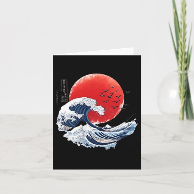 Tarjeta Katsushika Hokusai Japonés Great Wave Men K (Anverso)
