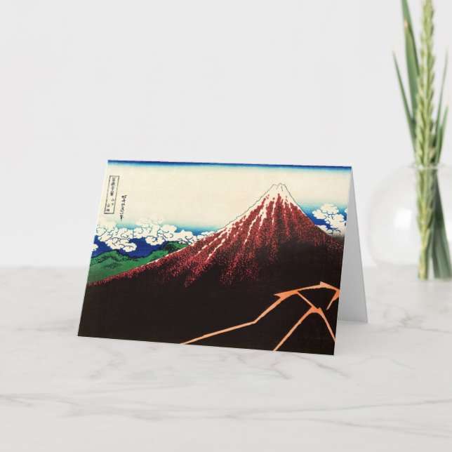Tarjeta Katsushika Hokusai - Rayos debajo de la cumbre (Anverso)