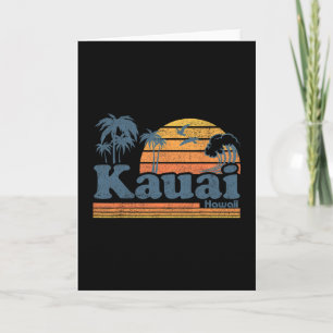 Tarjeta Kauai Hawaii Antiguo Playa Verano Surf 70s Retro