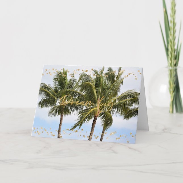 Tarjeta Kauai Hawaii Palm Trees Gold Dream (Anverso)