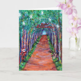 Tarjeta Kauai Tree Tunnel with Santa Mele Kalikimaka Card