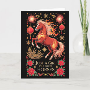 Tarjeta Kawaii 2026 Año del Caballo Zodiaco Cowgirl Fortu