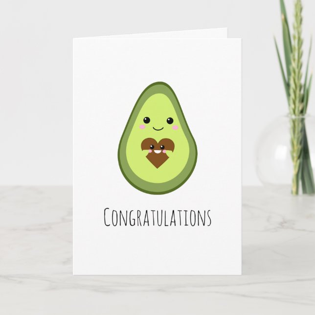 Tarjeta Kawaii Aguacate Baby Shower Felicitaciones Cute (Anverso)