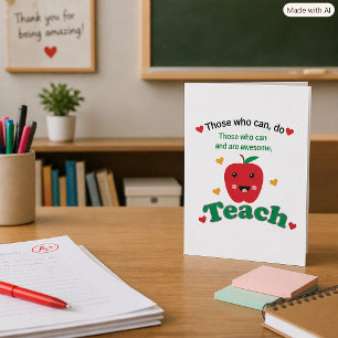Tarjeta Kawaii Apple Agradecimiento al Profesor Gracias