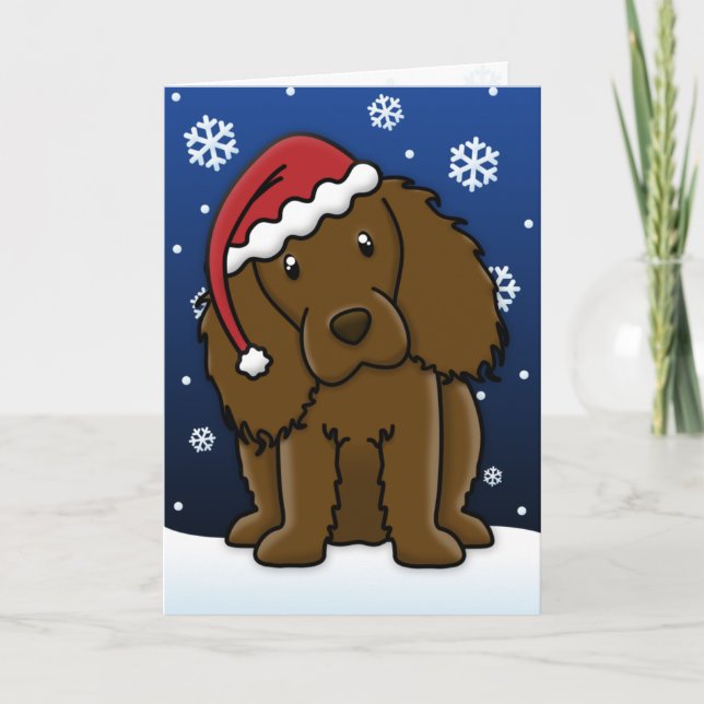 Tarjeta Kawaii Boykin Spaniel Navidades (Anverso)