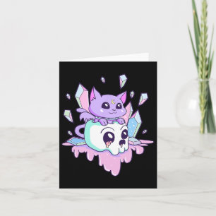 Tarjeta Kawaii Brujería gato dulce Gótico pastel sartén de