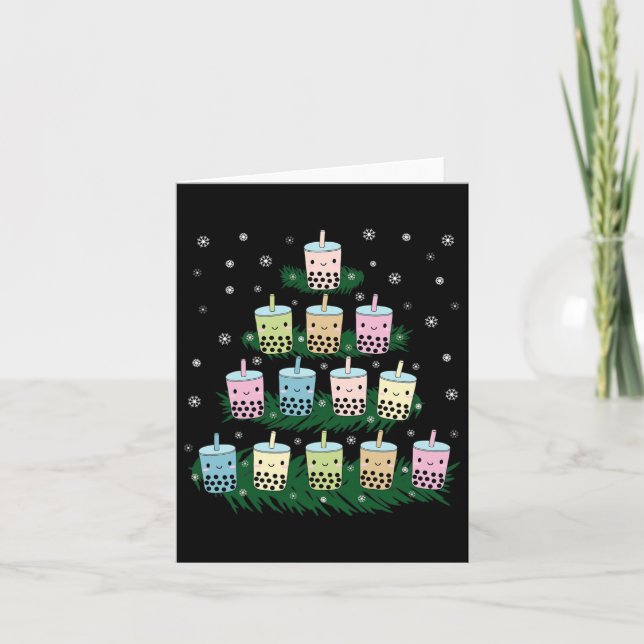 Tarjeta Kawaii Burbble Milk Tea Bo Tea Christmas Tree (Anverso)