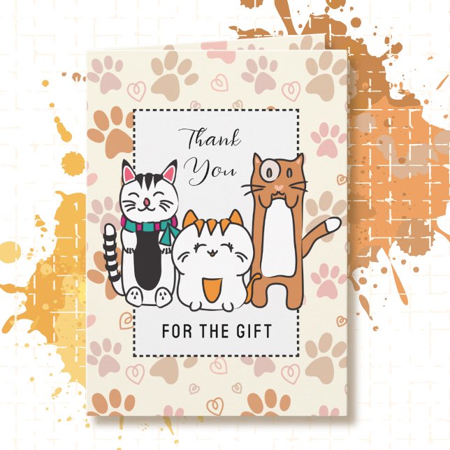 Tarjeta Kawaii Cat Personalizado Funny Diciendo Gracias (Subido por el creador)