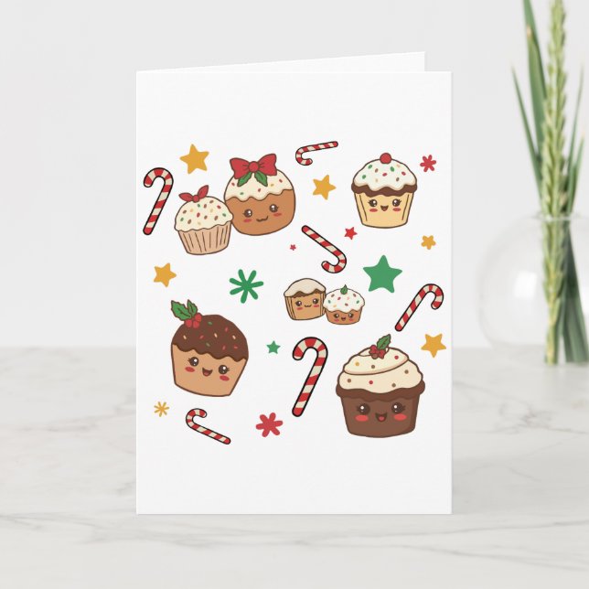 Tarjeta Kawaii Christmas Muffins (Anverso)