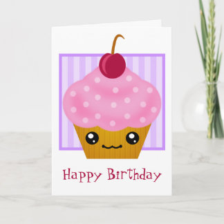 Tarjeta Kawaii Cupcake Birthday Card