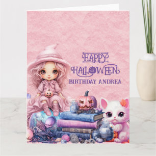 Tarjeta Kawaii Cute Pink Halloween