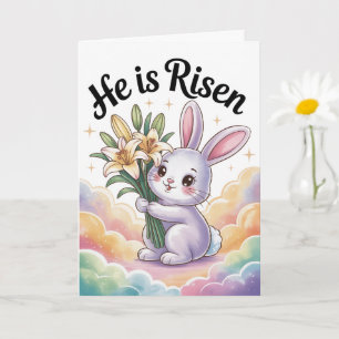 Tarjeta Kawaii de Pascua de Resurrección Cristiana