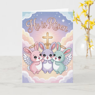 Tarjeta Kawaii de Pascua Él ha Resucitado Religio