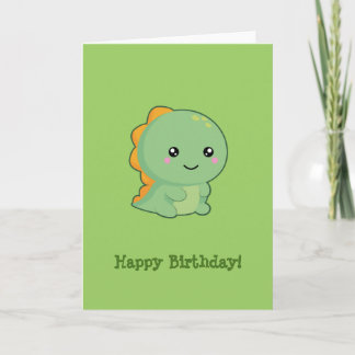 Tarjeta Kawaii Dinosaur Feliz Cumpleaños