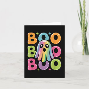 Tarjeta Kawaii Fantasma Boo Con Parkles Halloween Colorido