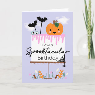 Tarjeta Kawaii Halloween Cumpleaños Cocina de calabaza