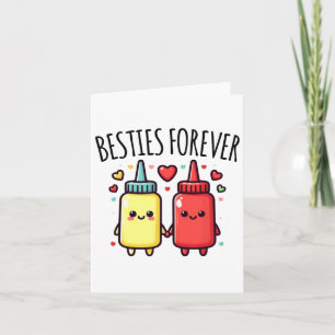 Tarjeta Kawaii Ketchup Y Mustard Funny Bff Coinciden Mejor
