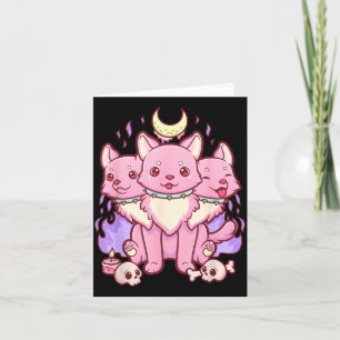 Tarjeta Kawaii Pastel Goth Lindo Y Perro De 3 Cabezas