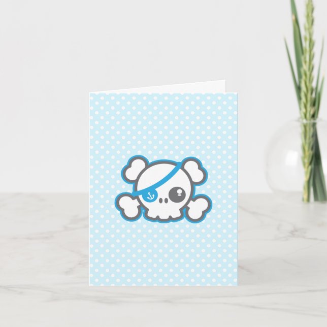 Tarjeta Kawaii Pirate Skull Note Card (Anverso)