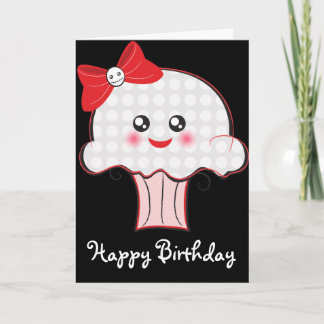 Tarjeta Kawaii Skull Cupakes Cumpleaños