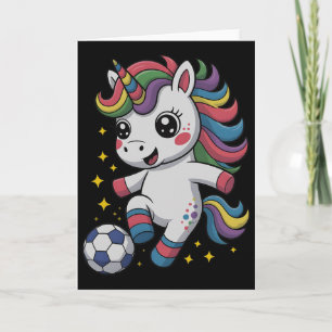 Tarjeta Kawaii Soccer Solo Chica Que Ama Unicornios Juega