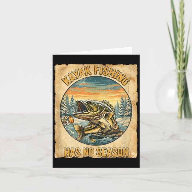 Tarjeta Kayak Fishing Has No Season Funny Winter Fishing  (Anverso)