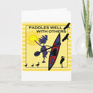 Tarjeta Kayak Paddles Well on Yellow