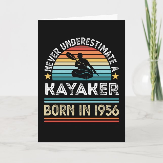 Tarjeta Kayaker nacido en 1956 70º regalo de cumpleaños de (Anverso)